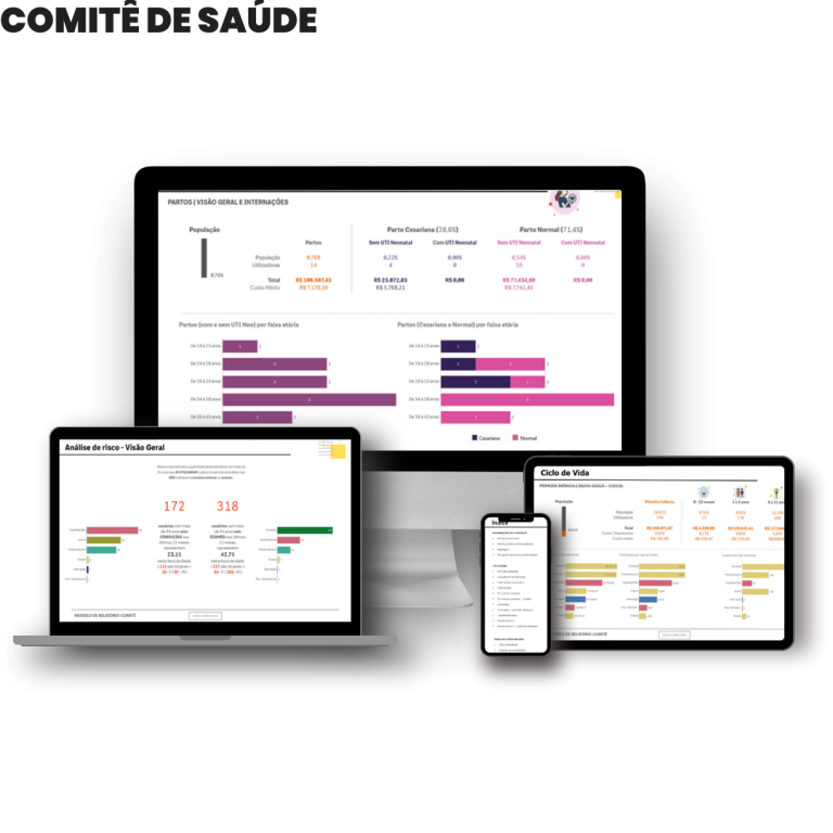 Dashboards com exemplos do Comitê de Saúde